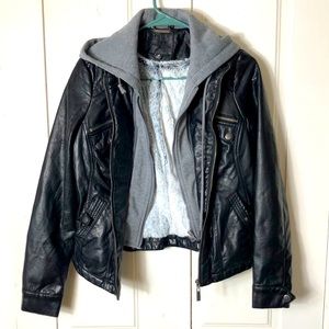 Excellent Moto jacket coat faux fur lined